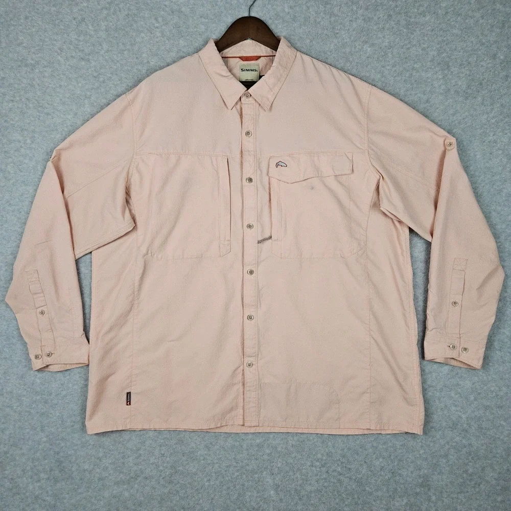 Simms (Men's 3XL) Pink Shirt Fishing Outdoor Guide Performance Vented Breathable